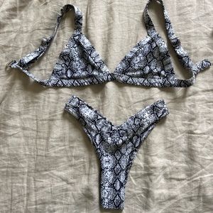 Oneone swim, white snakeskin bikini